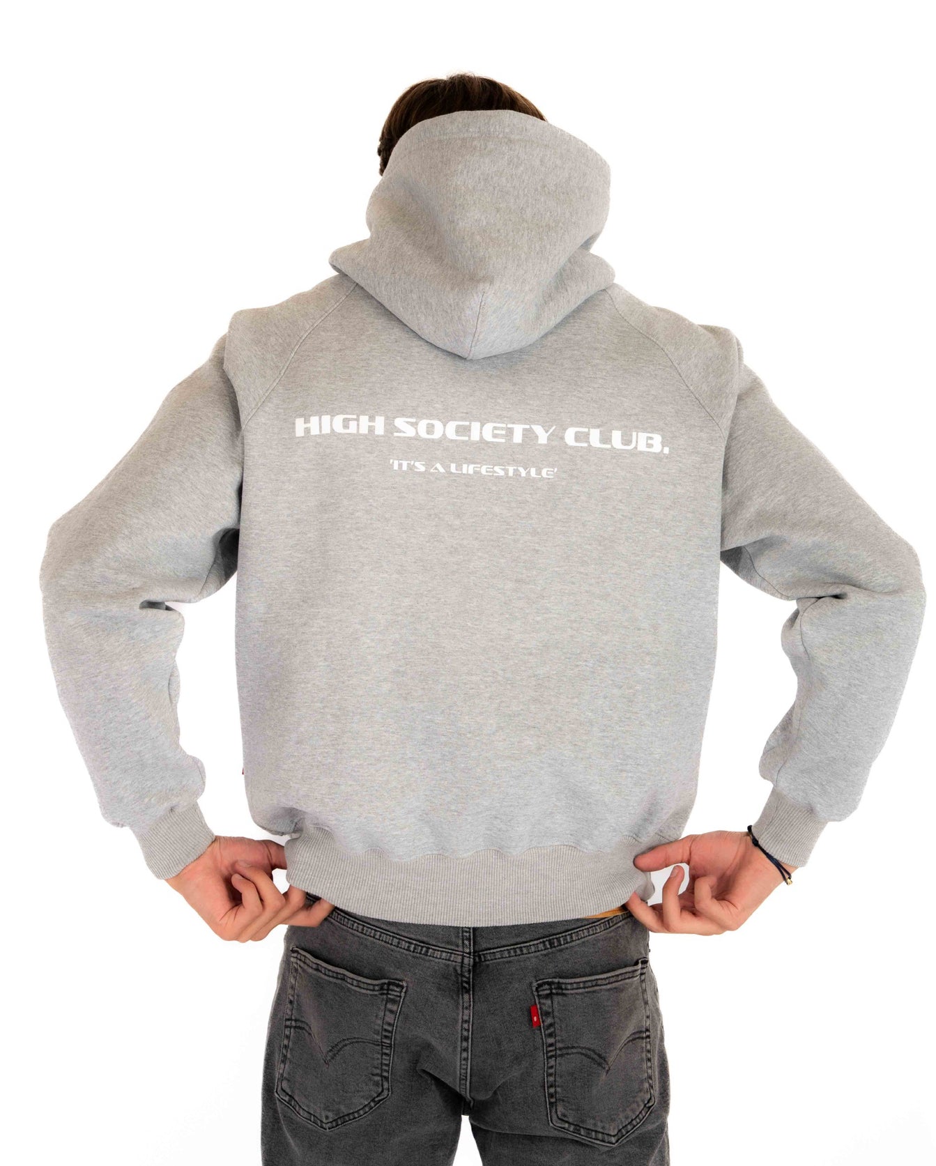 Grey Hoodie with White