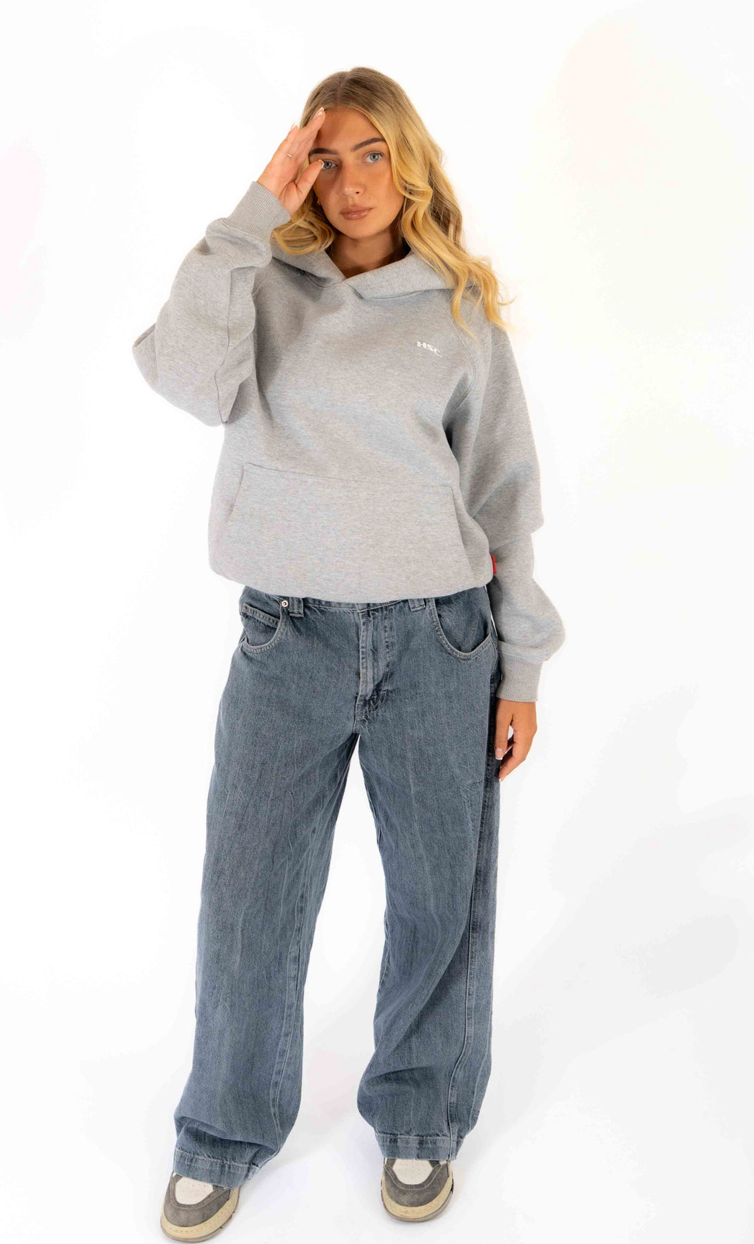 Grey Hoodie with White