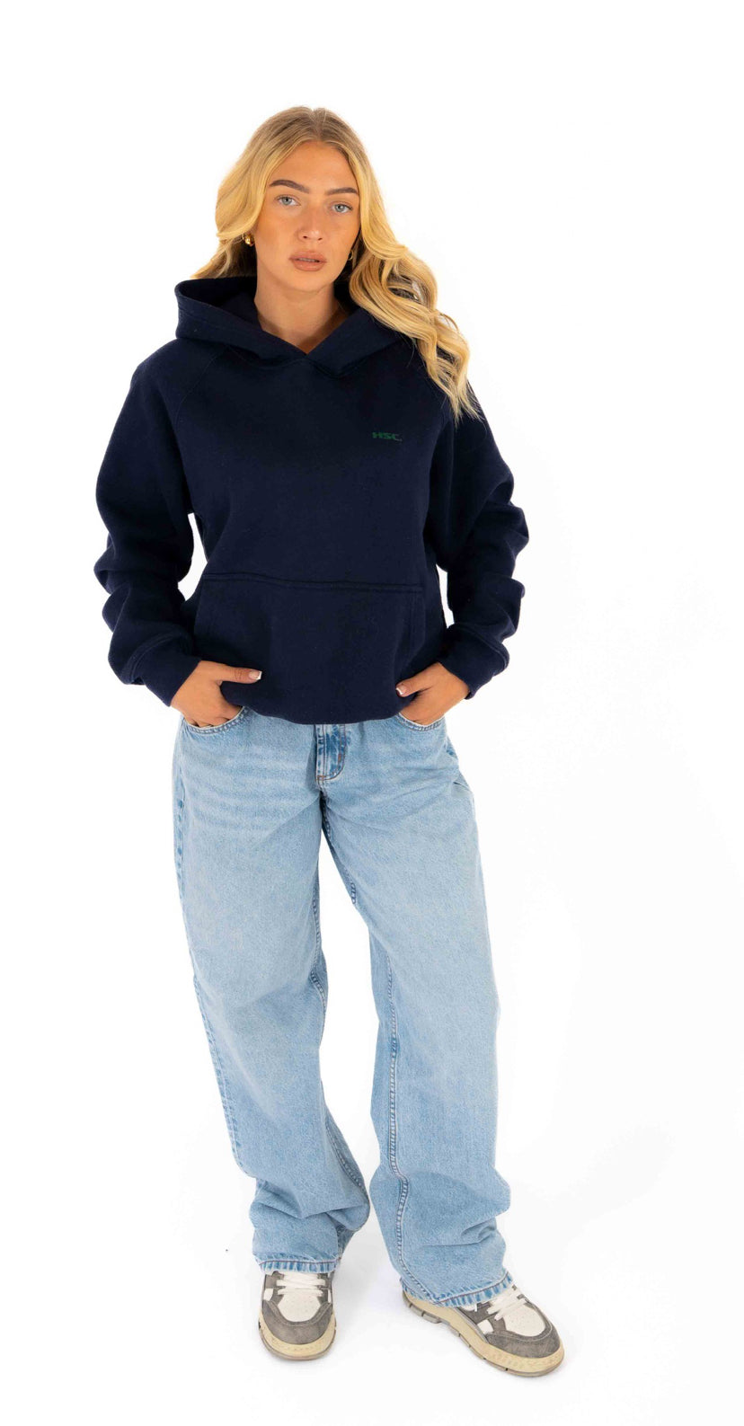Navy Hoodie with Green