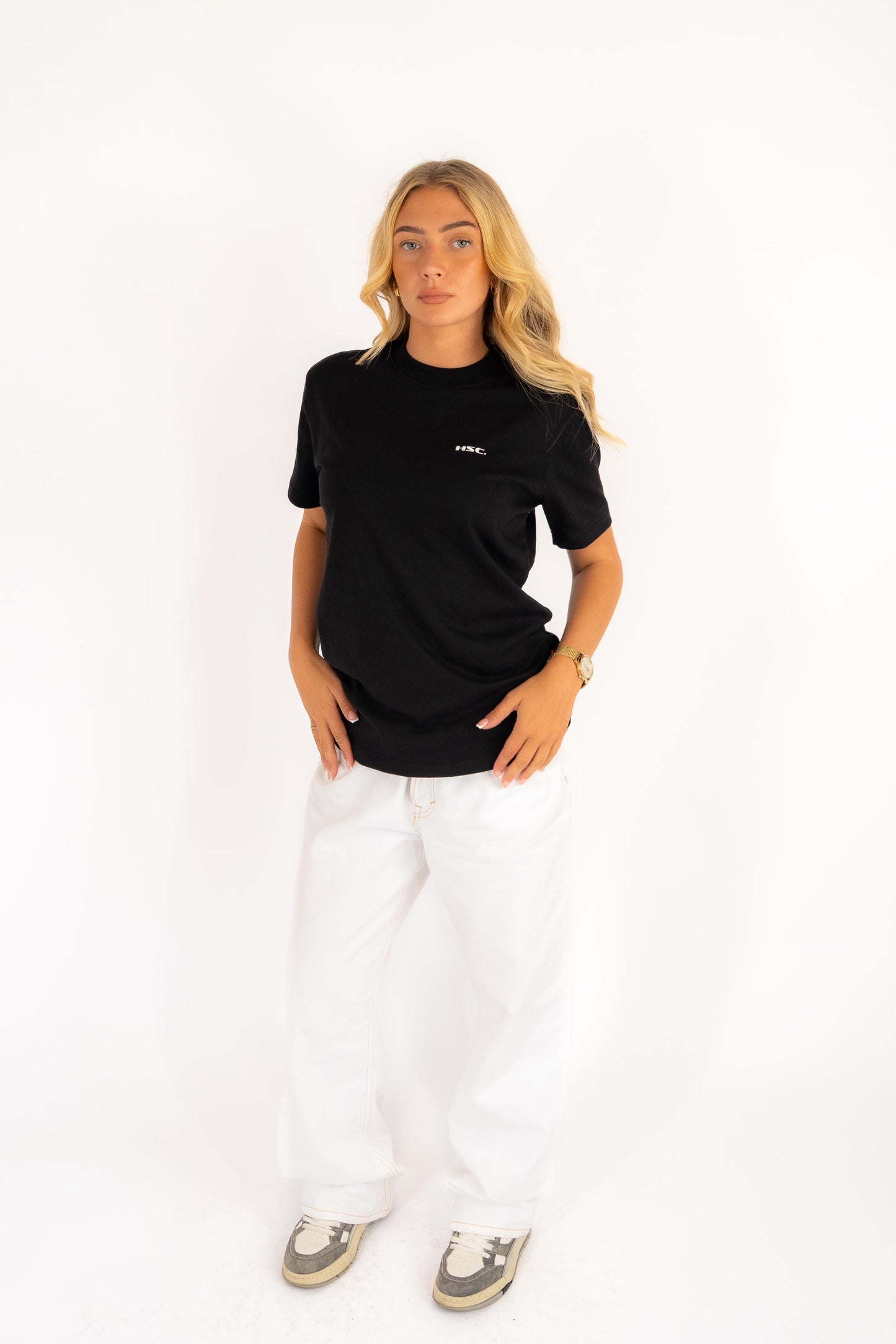 Black T shirt with White