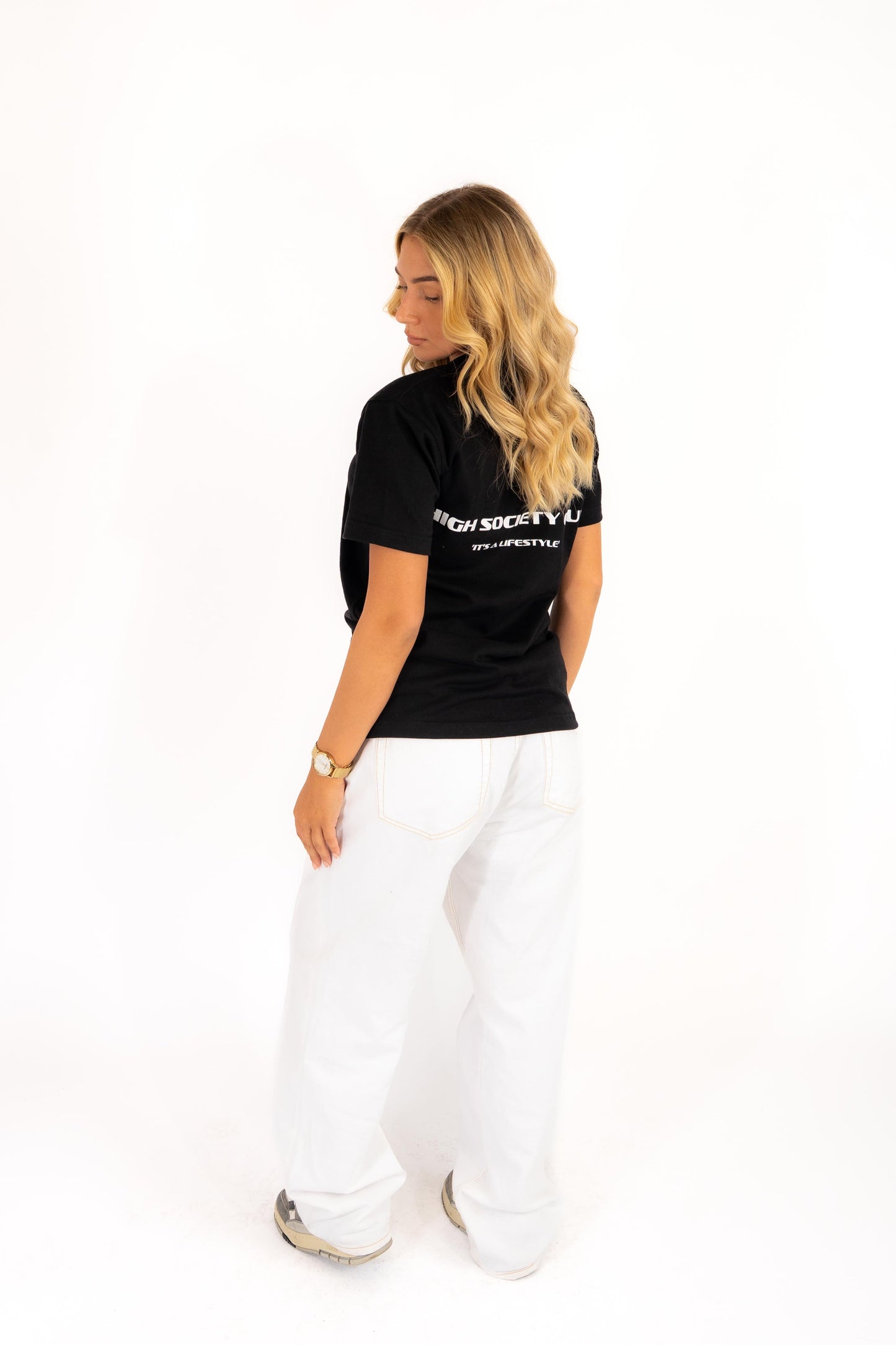 Black T shirt with White