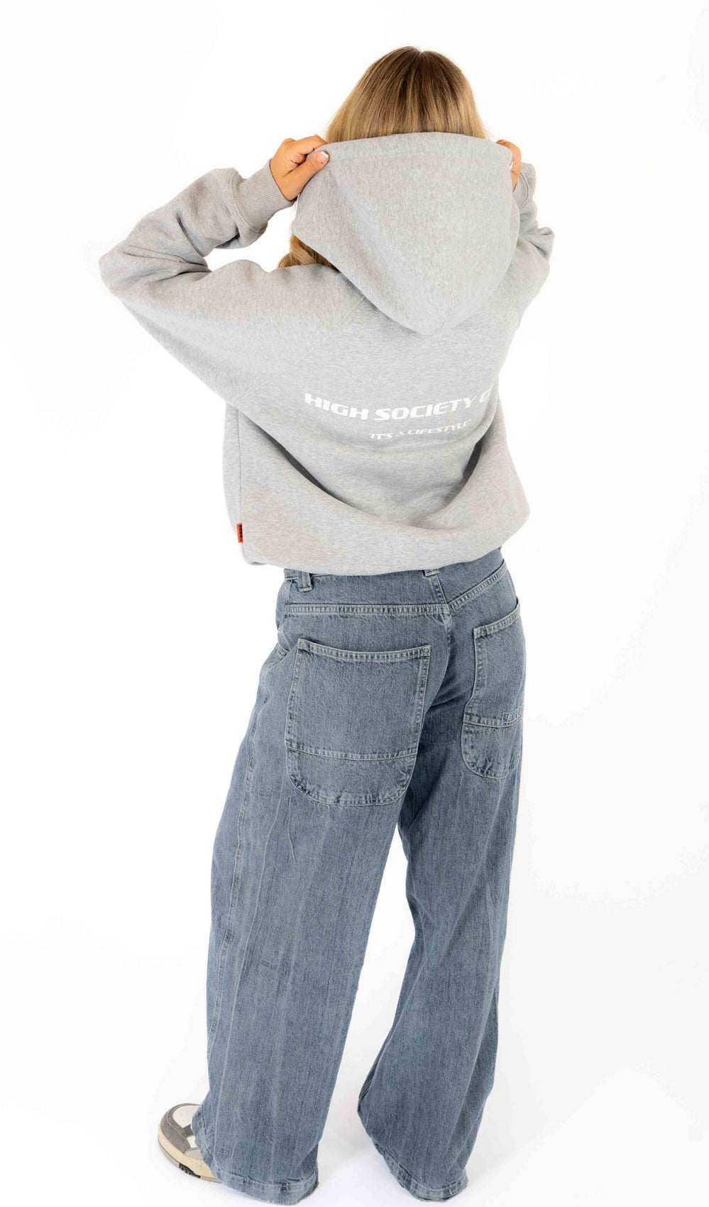 Grey Hoodie with White