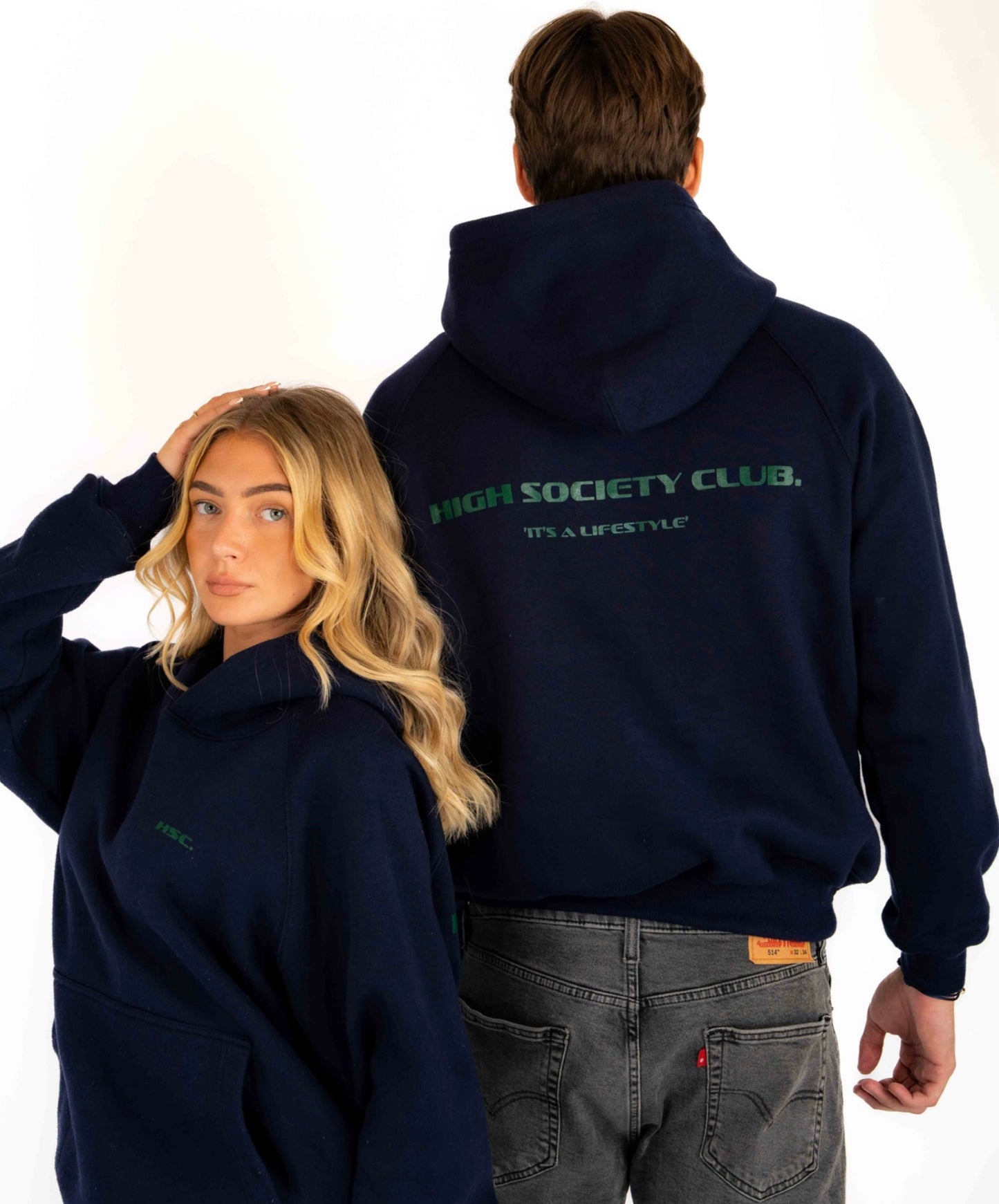 Navy Hoodie with Green