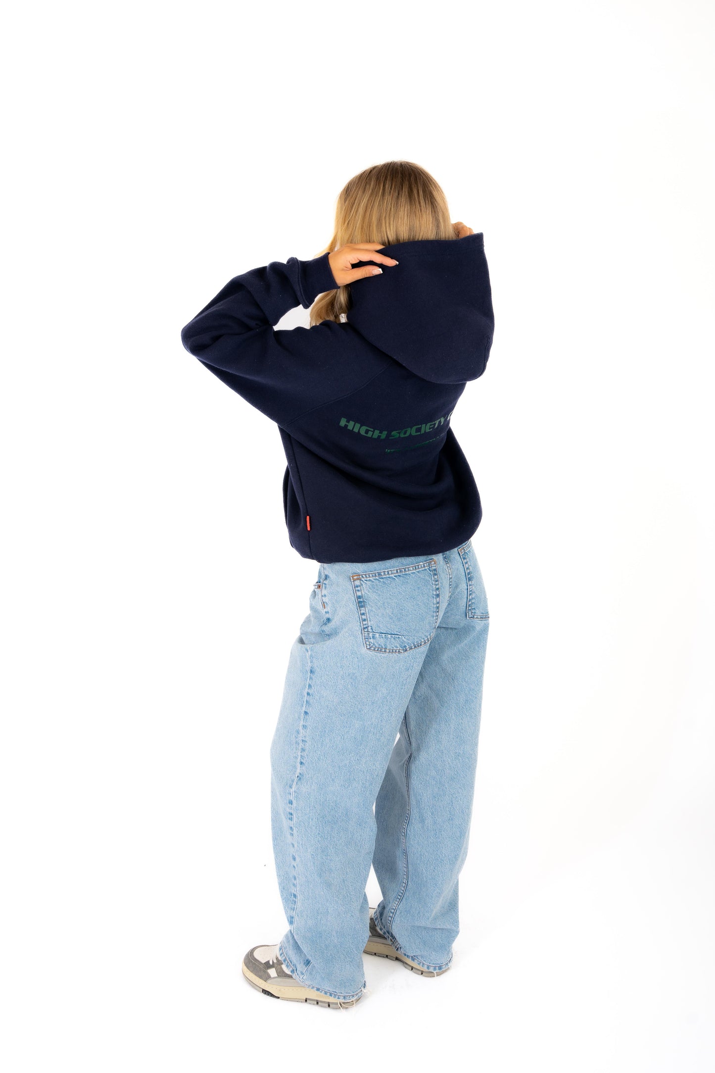 Navy Hoodie with Green